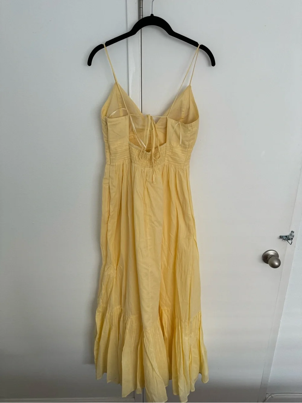 Abercrombie & Fitch Pale Yellow Spaghetti-Strap Maxi Dress
